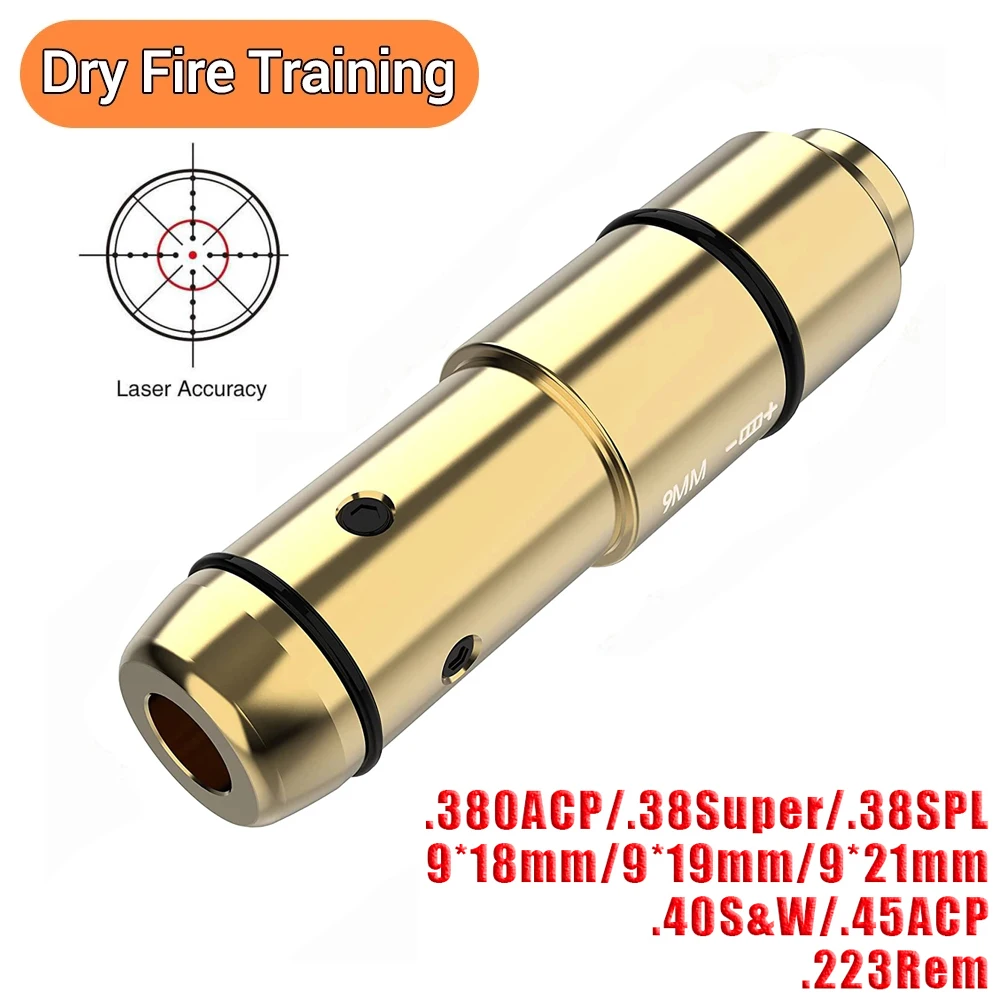 

Tactical Training Laser Bullet 9mm Bore Sight Cal for Dry Firing Training 380ACP 40S&W Hunting Red Dot Laser Training Bore Sight