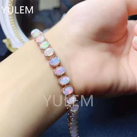 natural opal bracelet 4x6mm total of 24pieces 925 sterling silver colored stone bracelet for womens high wedding jewelry