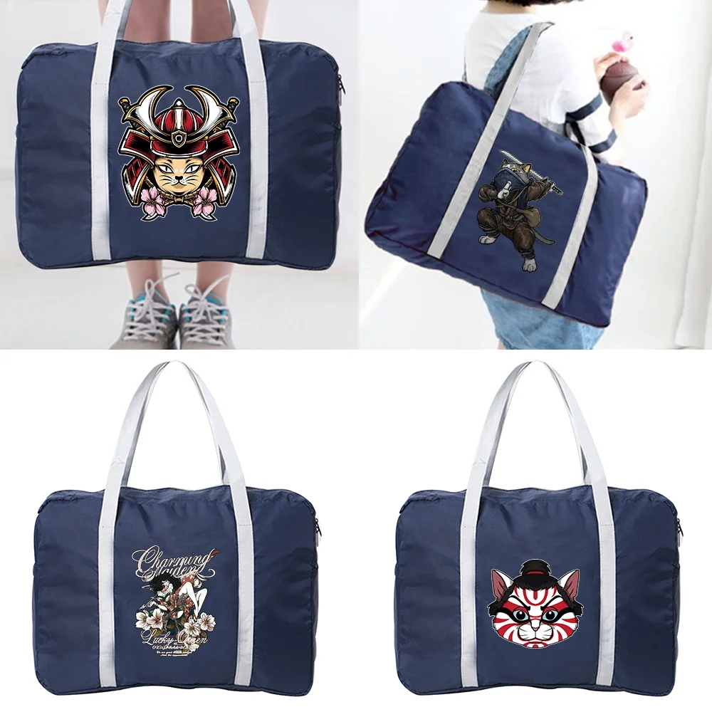 

Luggage Travel Bags Nylon Unisex Foldable Large Capacity Bag samurai Series Print Women New WaterProof Handbags Men Travel Bags