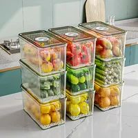 Refrigerator Organizer Bins Food Storage Container Organizer Bins Stackable with Handle Clear Plastic Pantry Food Freshness Box