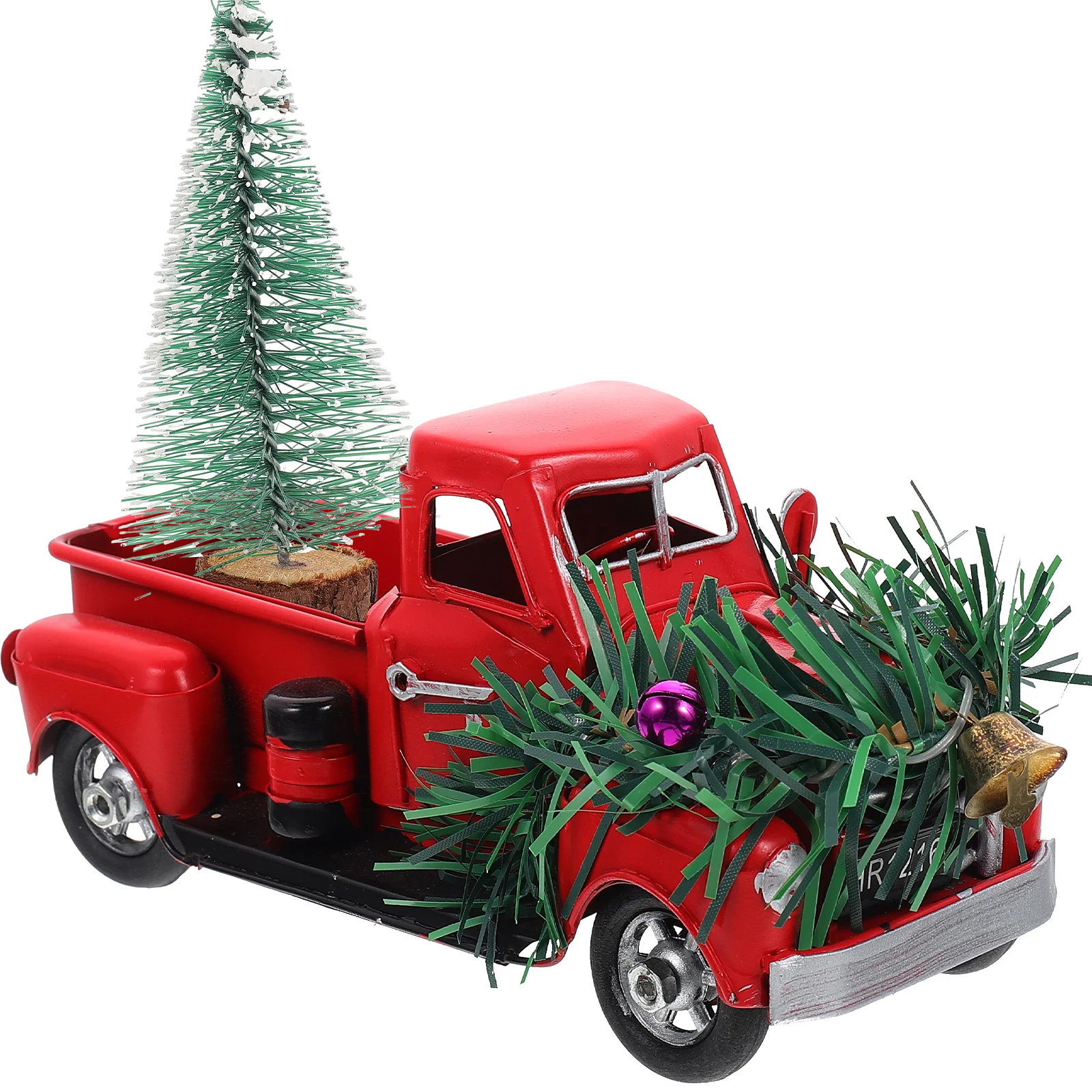 

Decor Table Christmas Red Truck Festival Adornments Xmas Decoration Gift Simple Metal