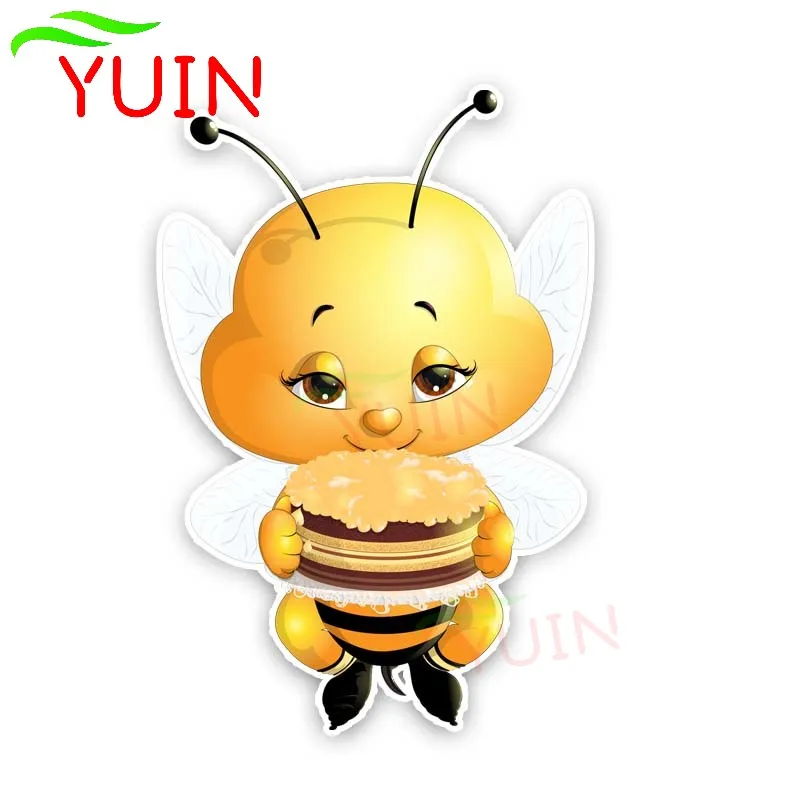 

Cute The Bee Holds The Honey Cake Car Sticker Fashion PVC Cars Accessories Body Window Decoration Waterproof Decal 19cm*13cm