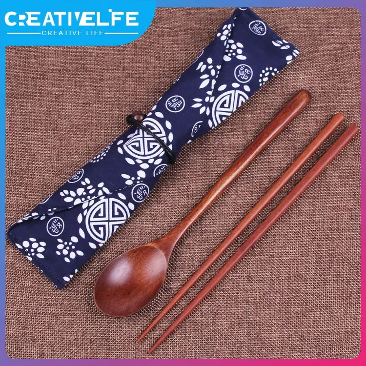 

Outdoor Travel Spoon And Chopsticks Wooden Chopstick Spoon Set Quality Gift Chopsticks Three-piece Set Combination Chopsticks