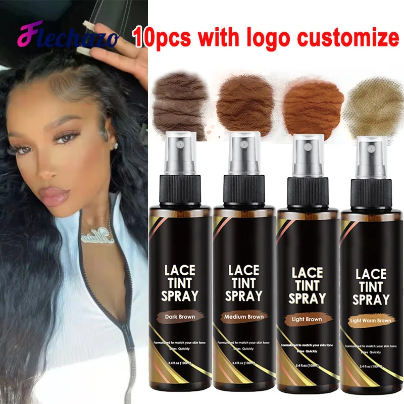 Lace Tint Spray Lace Frontal Teint Wig Accessories 10Pcs Private Label Lace Tinting Spray For Lace Wig Medium Dark Light Brown