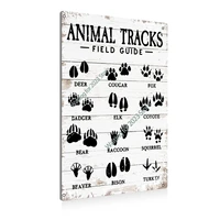 animal tracks field guide sign metal tin sign wall art decor farmhouse home rustic decor gifts 8x12 inch room decoration