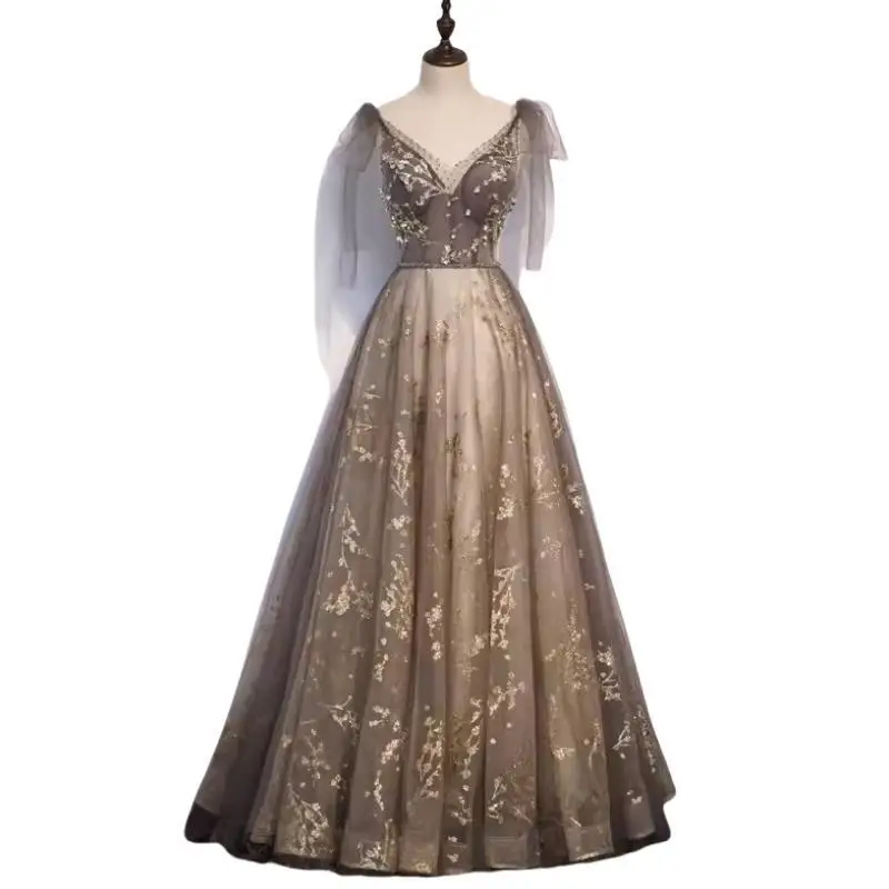 Реальное изображение в наличии США 2- 12 женские вечерние платья 2024 V-образный