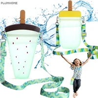 2 pcs creative popsicle water bottle with straw cute ice cream watermelon shape anti fall portable popsicle cup kids water