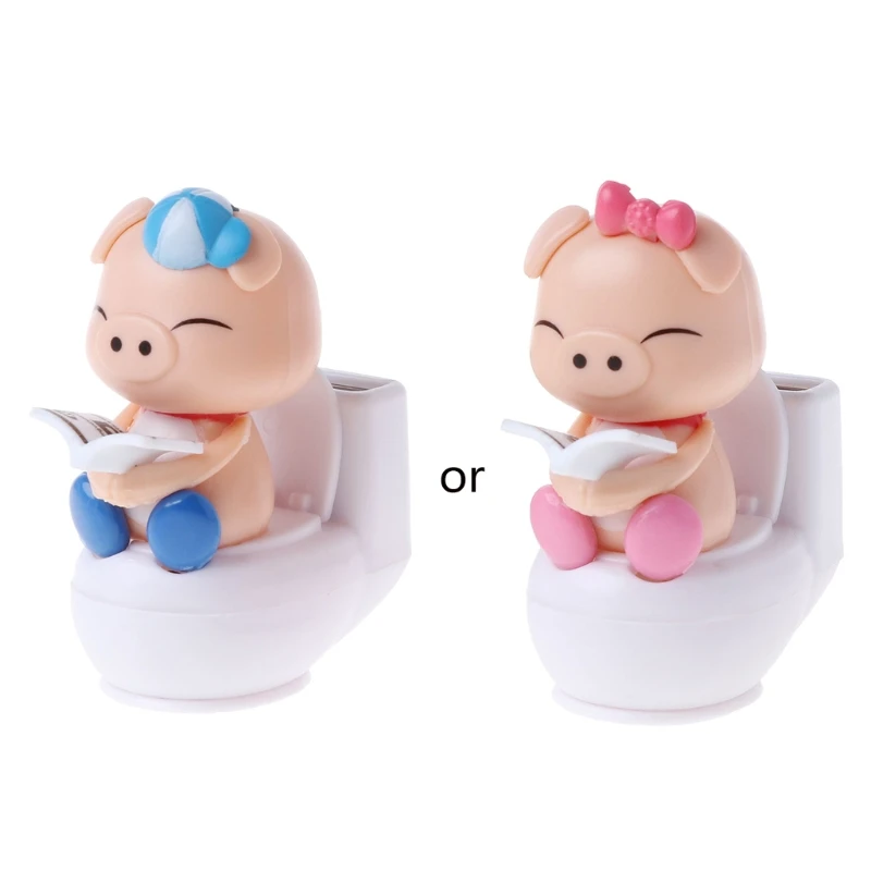 Свинка на солнечной батарее сидящая унитазе украшение для автомобиля детская