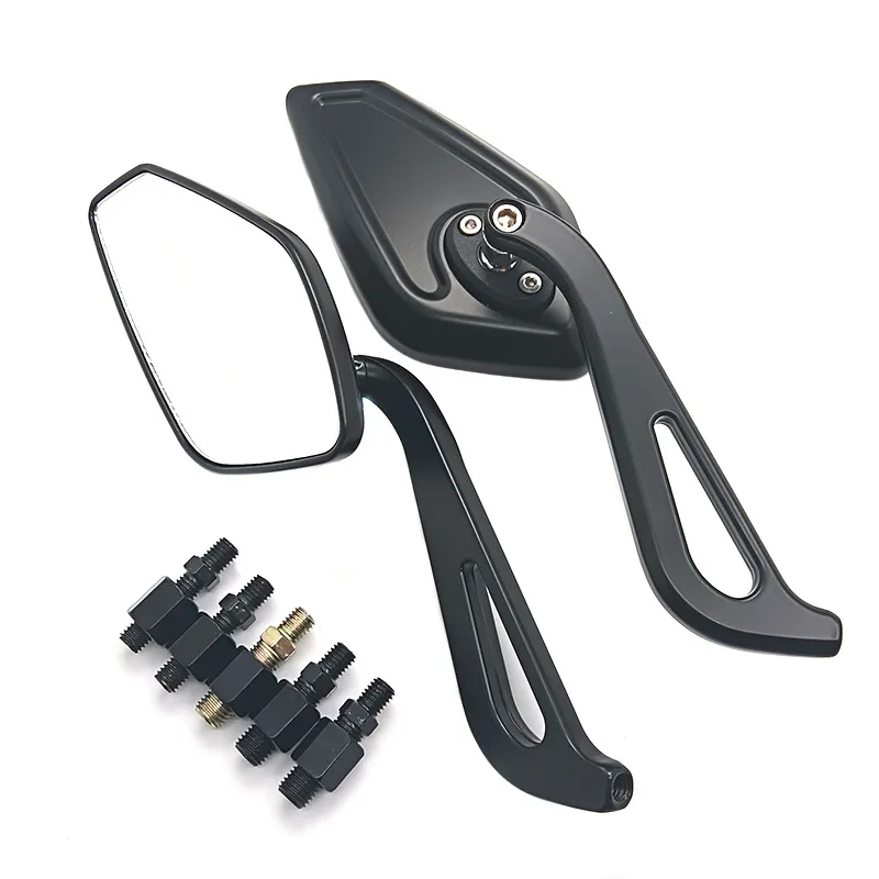 

Зеркало заднего вида из алюминиевого сплава, аксессуары для мотоциклов, 8 10 мм, скутер, мотоцикл, черное универсальное белое стеклянное боковое зеркало, 1 пара