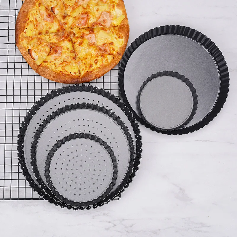 

Carbon Steel Perforated Pizza Pan Baking Accessories Live Bottom Pizza Pan Cake Tools Baking Pan Household Products Food Plates