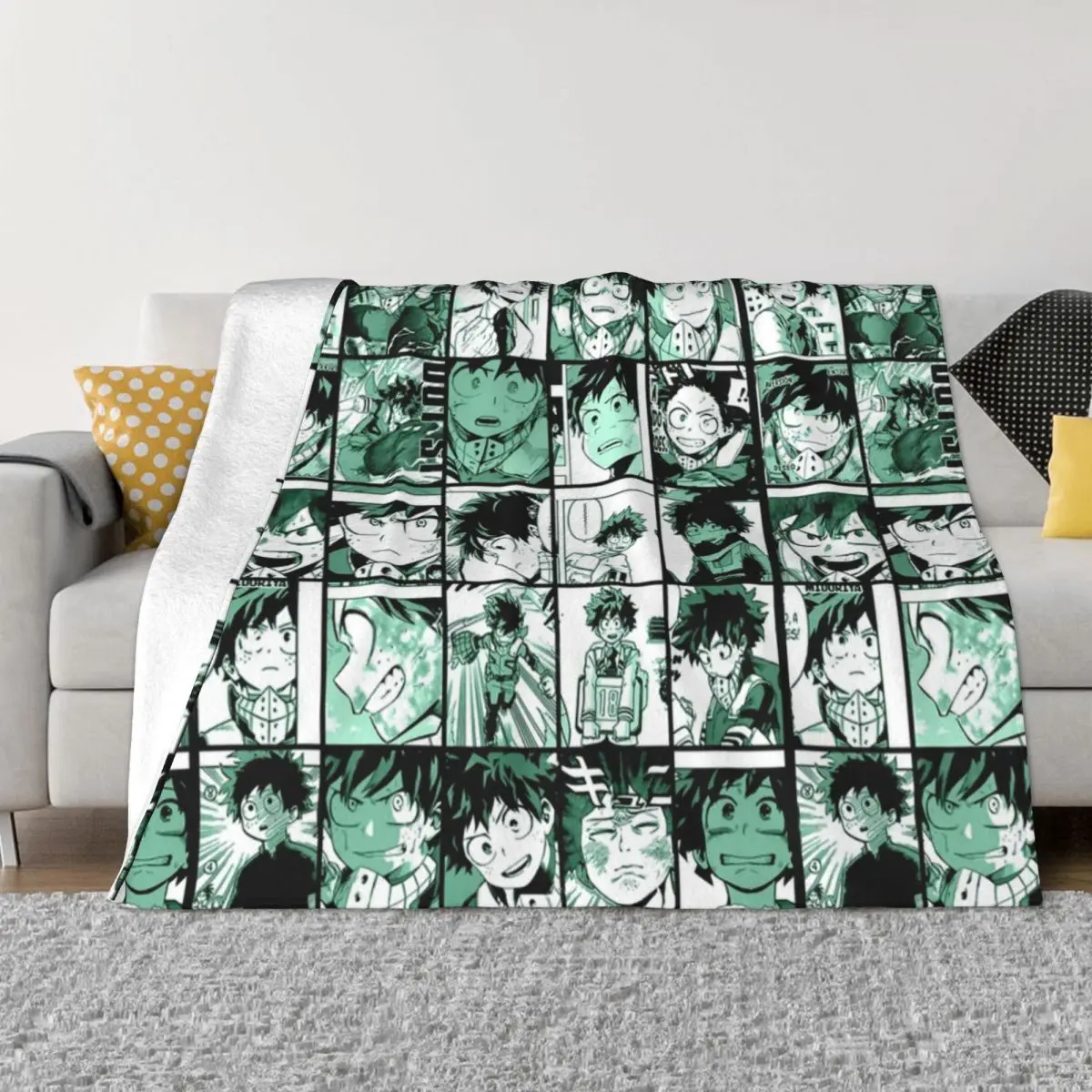 

Midoriya Izuku Collage Knitted Blanket Boku No My Hero Academia Anime Plush Throw Blanket Summer Air Conditioning Soft Bedspread