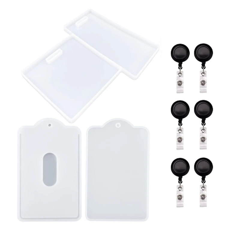 

Badge Card Resin Mold Horizontal Nurses Tag Epoxy Casting Molds for DIY Badge Identification Card with Badge Reel Clip