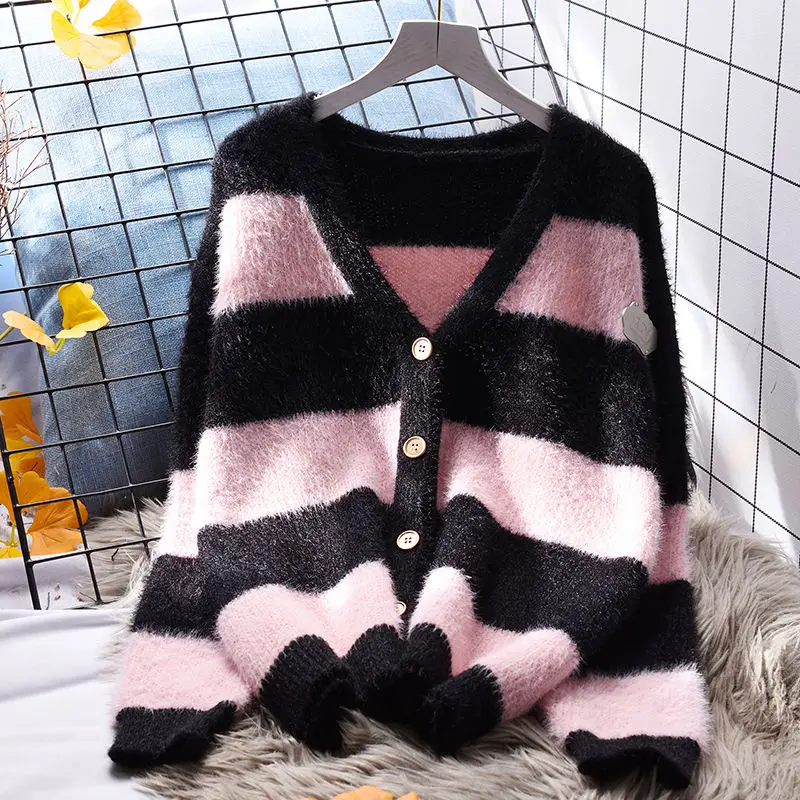 

Solid Twist Knitted Cardigan Tops Women's Wool Spring and Antumn Design Sense Minority Age-Reducing Sweater Lady Clothes D28