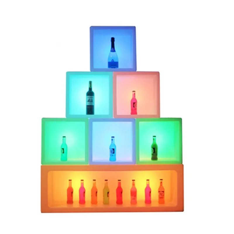 

Portable LED Luminous Wine Bar Cabinet Light Up Display Case Waterproof Plastic Beer Champagne Bucket Ice Cube Storage Container