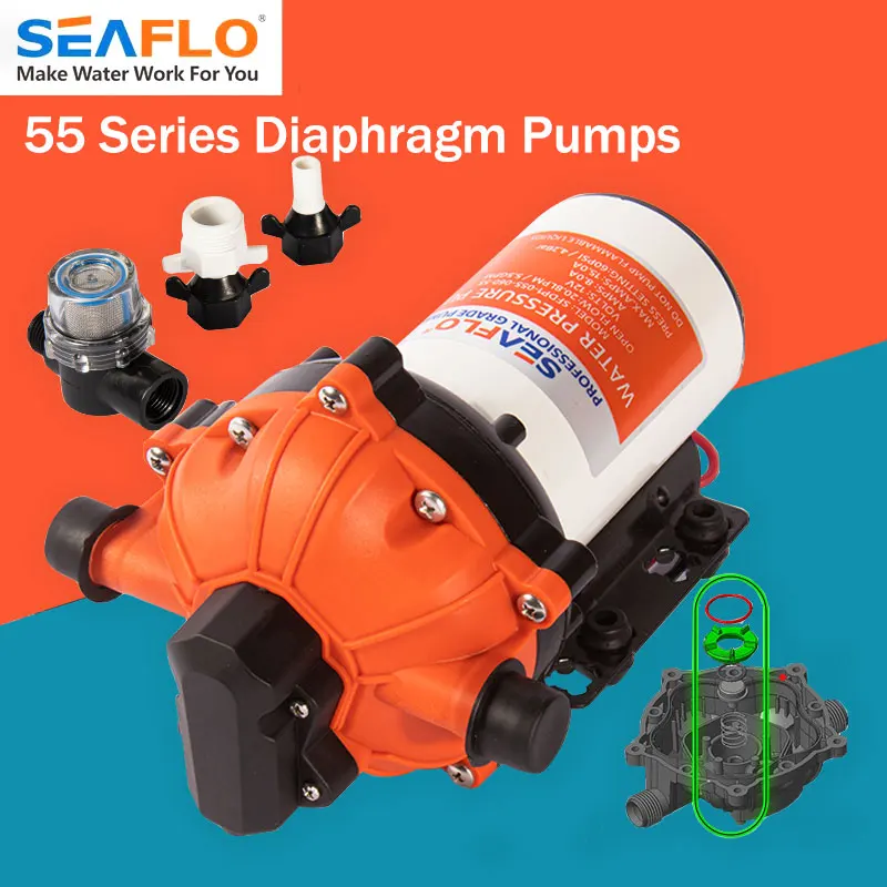 SEAFLO 55 Series High Pressure Water Pump DC 5.0GPM 70Psi Suitable For RV And Yacht Boat Diaphragm Booster Pump