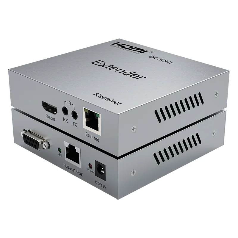 Фото Удлинитель HDMI 8K HDBaseT 4K 120 Гц с поддержкой POE, передача данных по кабелю Cat6/6A на 100 м, совместимость с HDCP2.3, VRR, RS232, HDR10, Dolby DTS №2