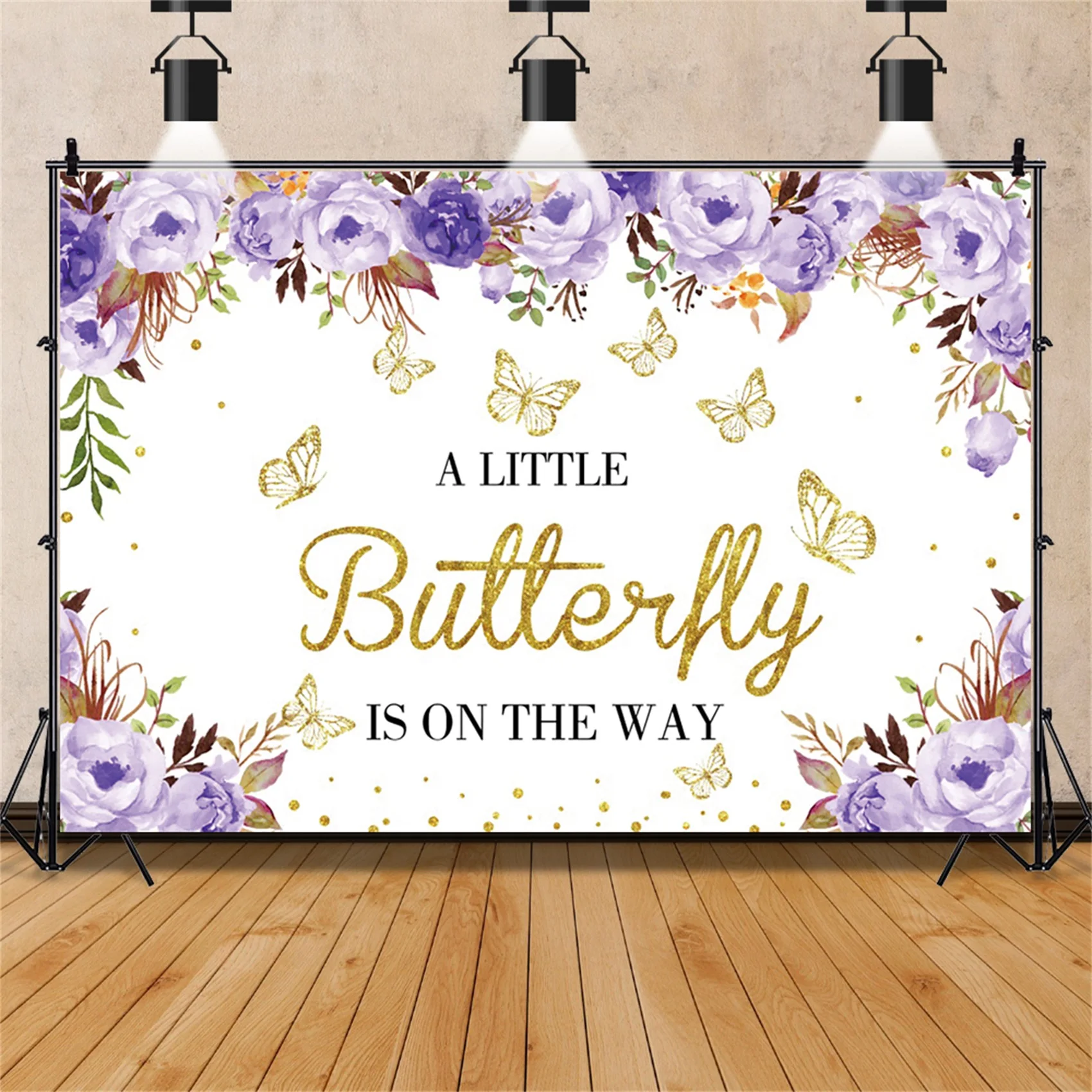 

Фон для фотосъемки с изображением маленькой бабочки детей на 1-й день рождения с изображением путанов цветов для детского дня рождения крещ...