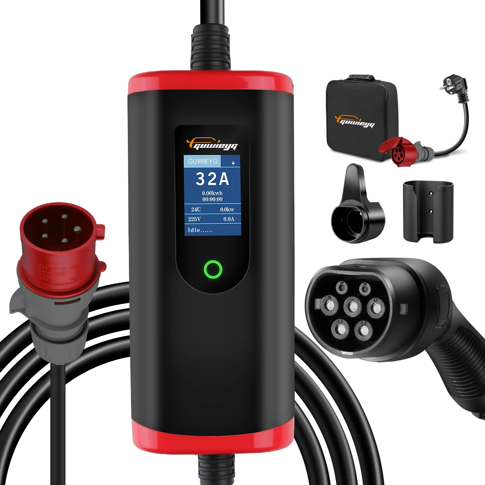 Портативное зарядное устройство GUWIEYG 22 кВт Тип 2 для электромобилей 32 А
