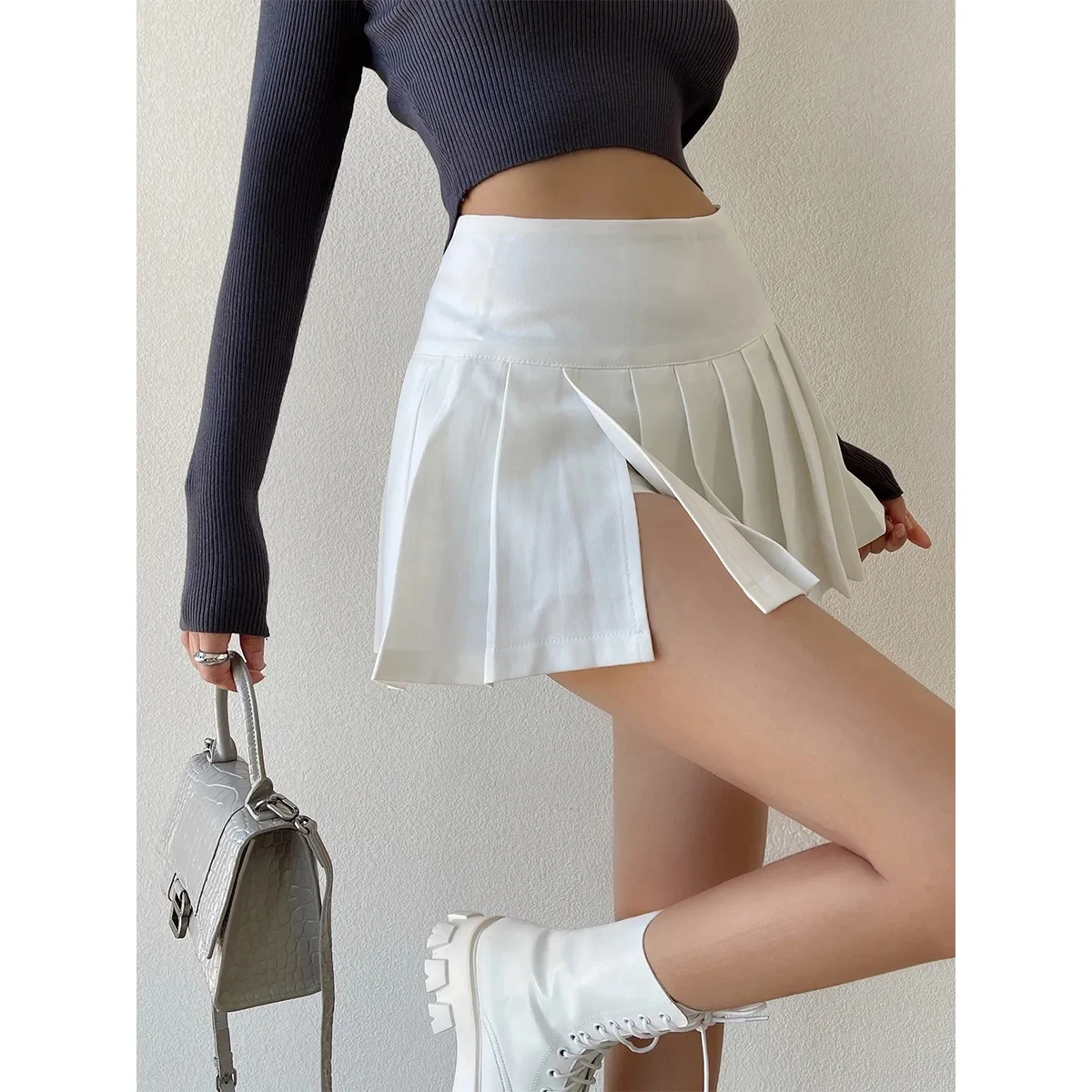 Cool Sexy Short Mini Skirt Girls Slit Dress White Skirts High Waisted A Line Women's Kilt Summer Cool Fillibeg