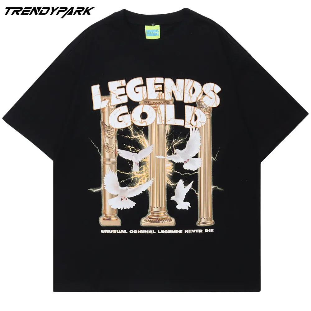 

Oversized T-shirt Peace Dove Print Grey O-neck Cotton T Shirt Tops 2022 Harajuku Streetwear Casual Short Sleeve T Shirt for Men