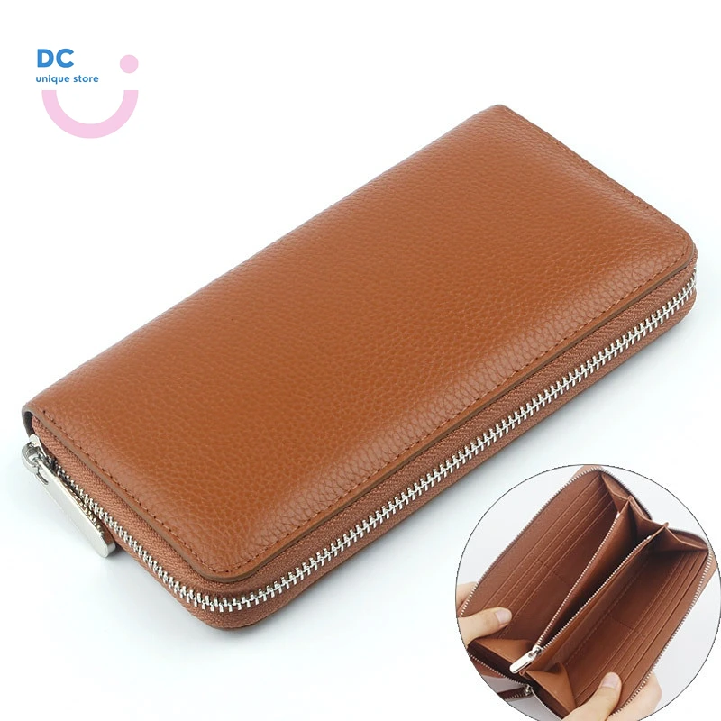 

Genuine Leather Ladies Long Wallet Men Cowhide Long Clutch Bag Money Clip Coin Purse Men and Women Clutch Bag Coin Purse