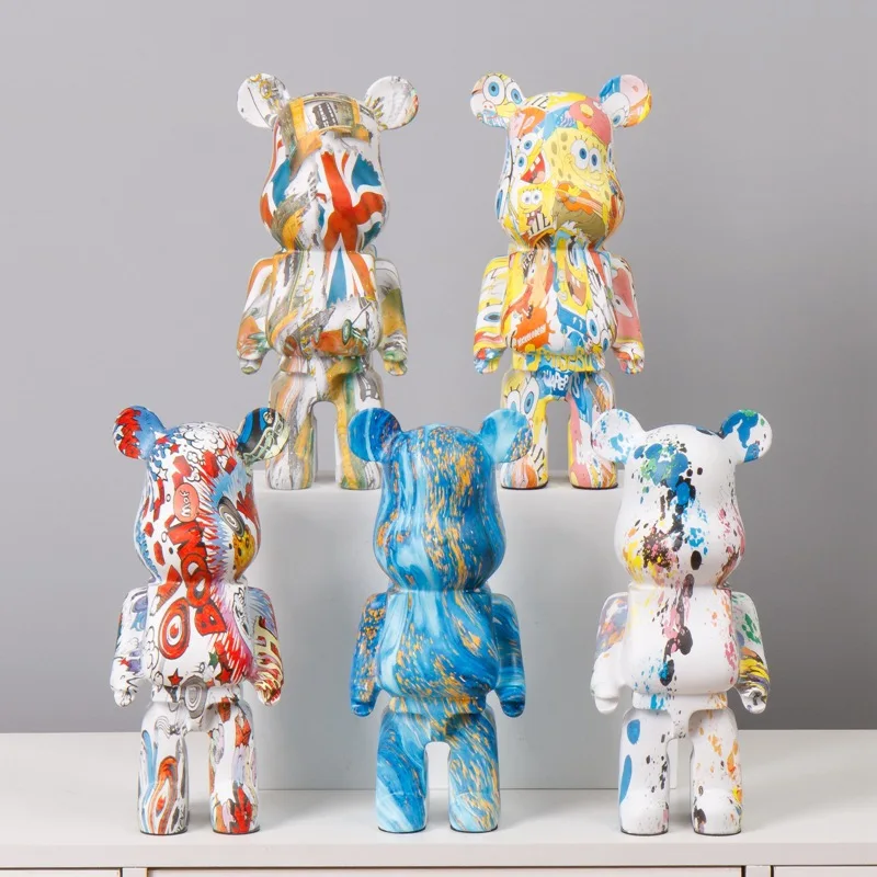 

Bearbrick Statue Bear Statues and Sculptures Figure Ornaments Nordic Room Home Decor Figurines for Interior Easter Decoration