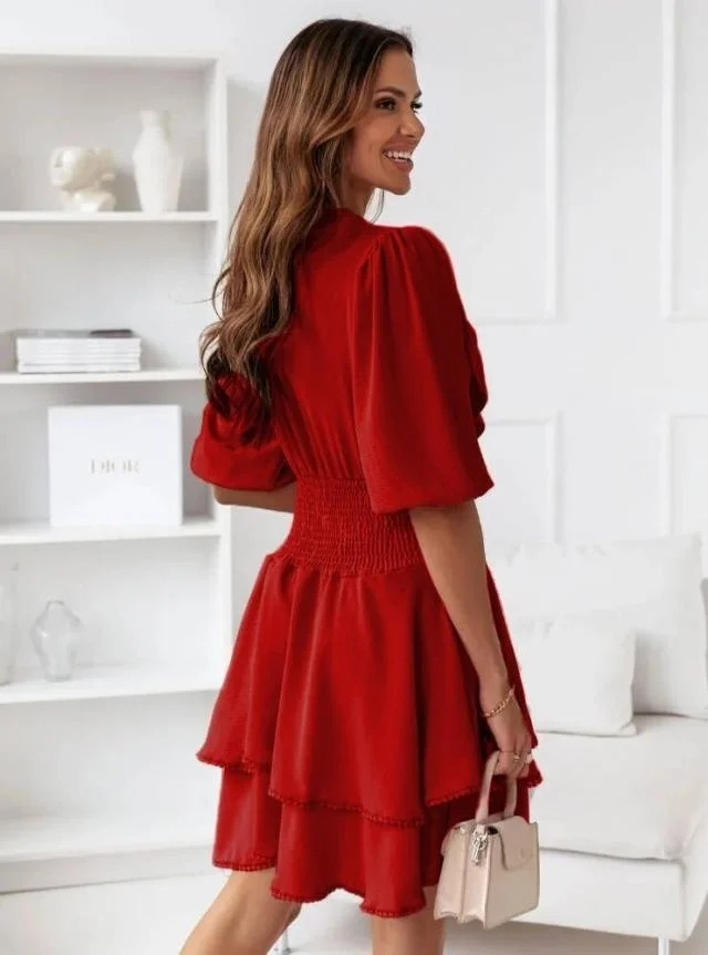 

Повседневное элегантное пикантное облегающее платье с принтом, летнее женское платье с V-образным вырезом и коротким рукавом, Однотонная юбка с оборками на талии, новинка 2023