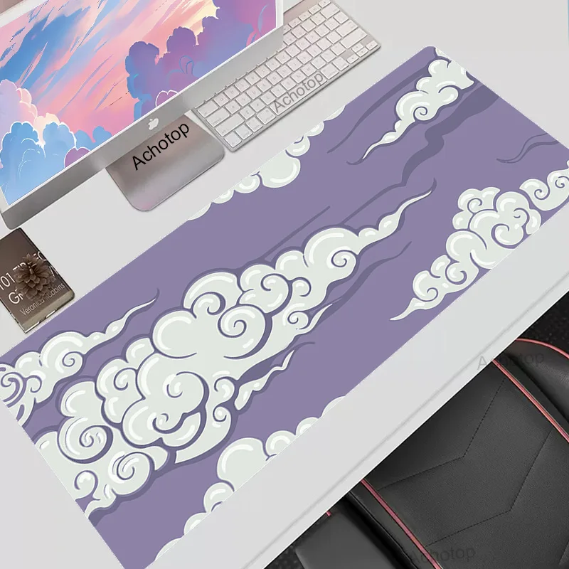 

Фиолетовый Коврик для мыши в форме облака, компьютерный коврик для мыши в китайском стиле с клавиатурой XXL, большой Настольный коврик для ПК, игровой коврик, офисный ковер, Настольный коврик