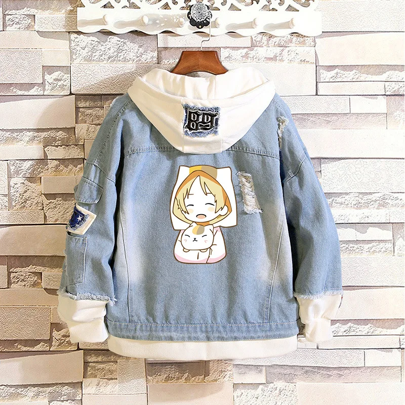Kawaii Fairy Tail Anime Peripherals Madara Cartoon Girls Outing and Casual Hooded Denim Jacket Give Gifts To Girlfriend