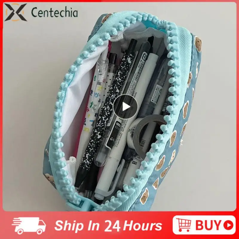 

Blue Print Multi-occasion Application Little Bear Pencil Case Color Fashion Thickened Edging Stationery Box High Capacity Smooth