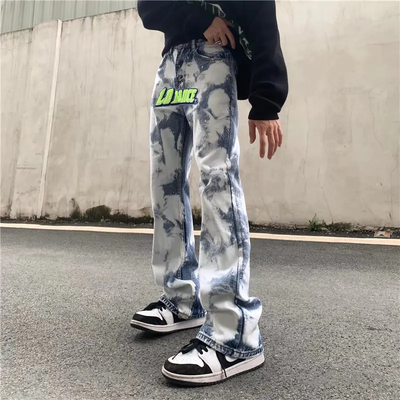 Men's Fashion Clothes Women's Embroidery Harajuku Straight Casual Wide Leg Pants Street Pants Fashion Y2K Vintage Denim Jeans