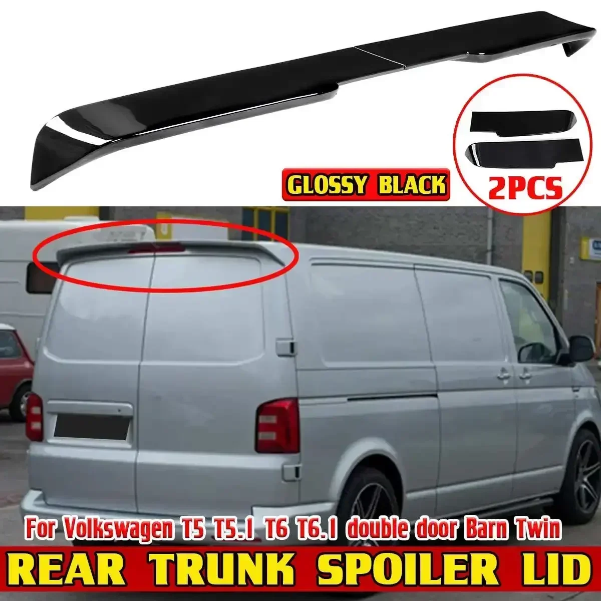 High Qiality 2x Car Rear Spoiler Lip Wing For Volkswagen VW T5 T5.1 T6 T6.1 Double Door Barn Twin Trunk Body Kit