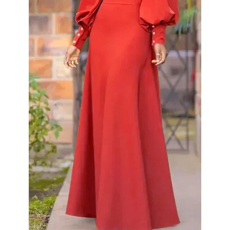 Beautyblue Traf Вечерние платья Красные для женщин Макси-платья Новая мода на пуговицах