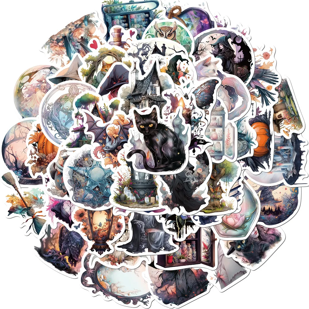 

10/30/50PCS Classic Witch Gothic Cartoon Graffiti Stickers Aesthetic DIY Skateboard Laptop Helmet Phone INS Style Sticker Gift