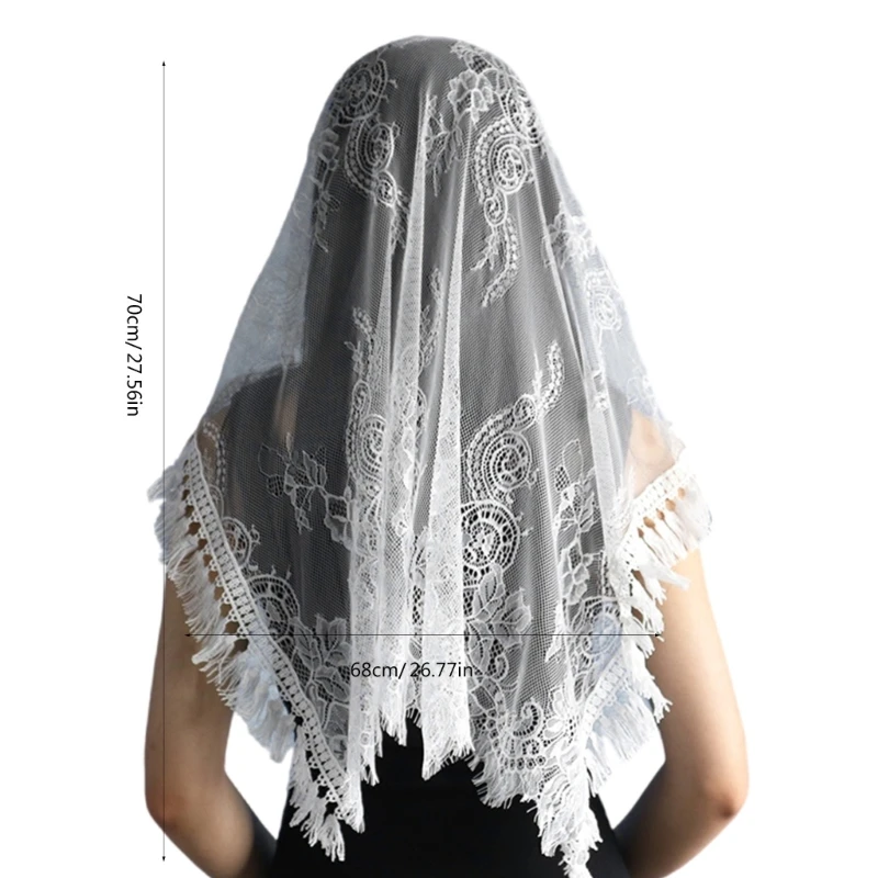 Женская шаль-мантилья свадебный церковный шарф с кружевной отделкой мягкий