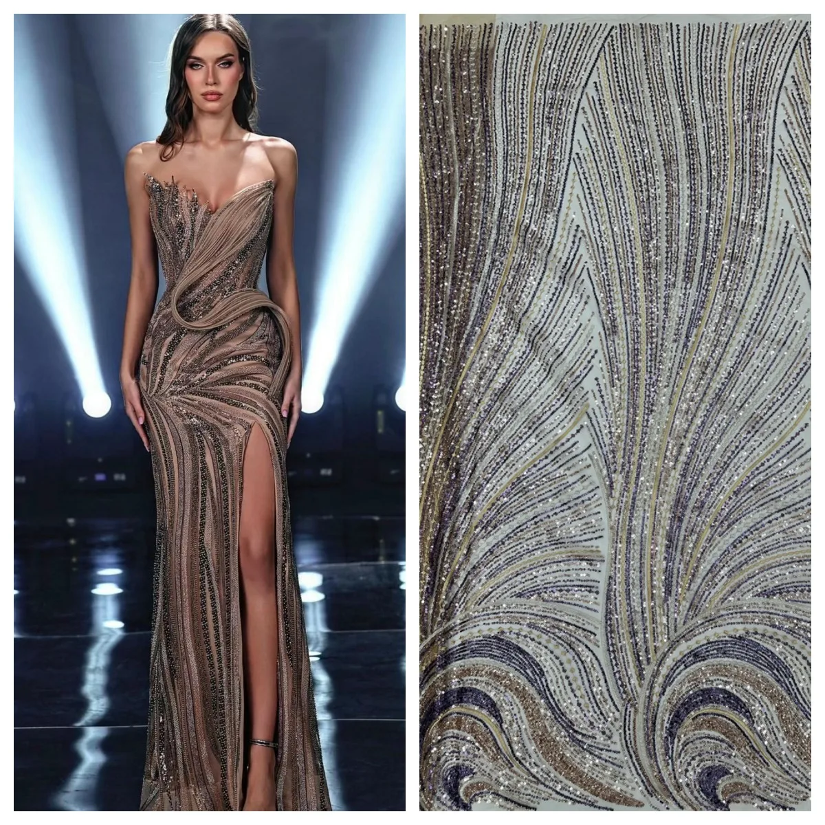 Роскошная африканская кружевная ткань с блестками и бисером 2024