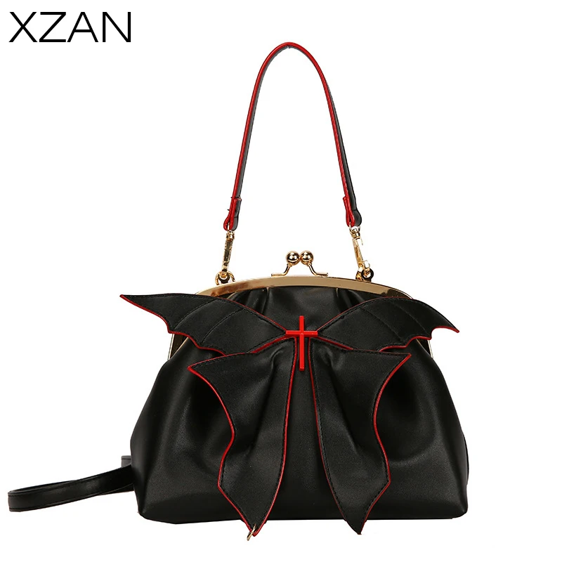 

Personalized Contrast Color Bow Clip Handbag PU Leather Crossbody Shoulder Bags Shell Shape bags Internet Celebrity Recommend