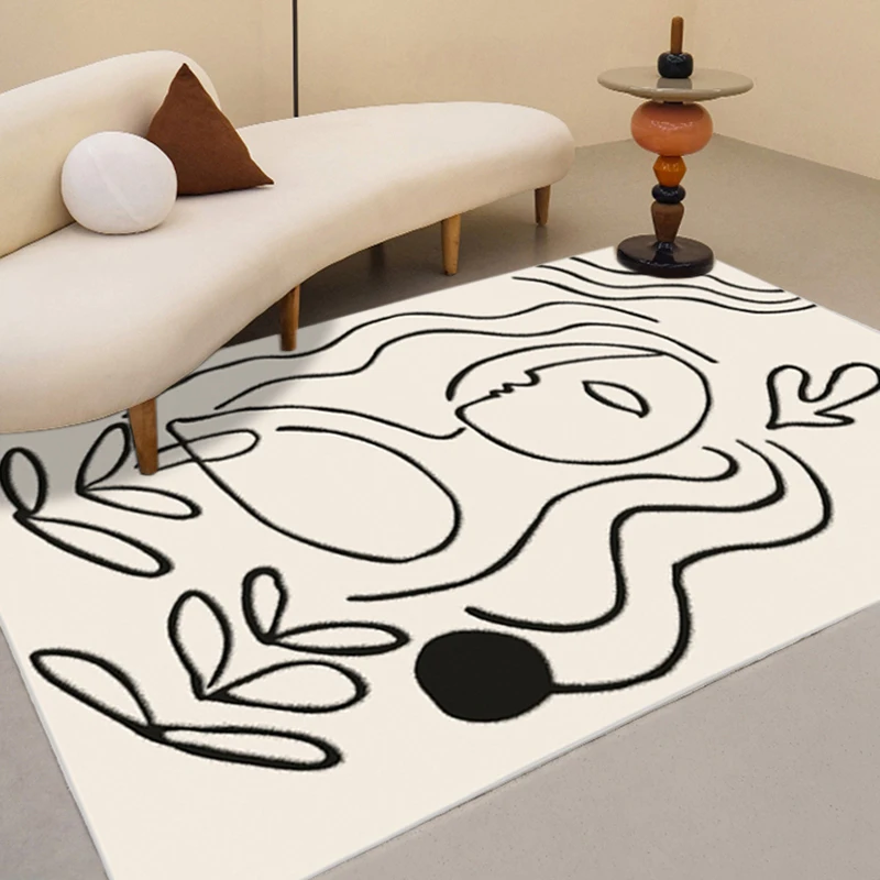 

Japanese Simple Carpet Living Room Large Area Rug Sofa Coffee Table Floor Mat Bedroom Bedside Fluffy Rug Abstract Decor Carpet