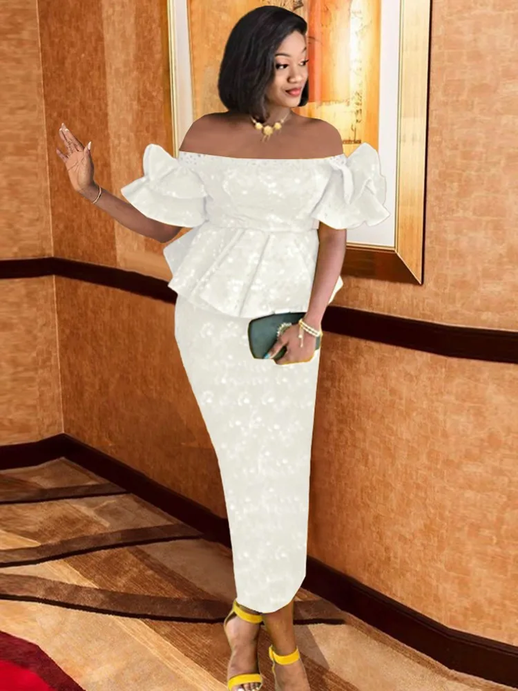 

African Dresses For Women 2022 Summer Autumn Off The Shoulder Africa Clothing Muslim Maxi Dress High Quality Fashion For Lady