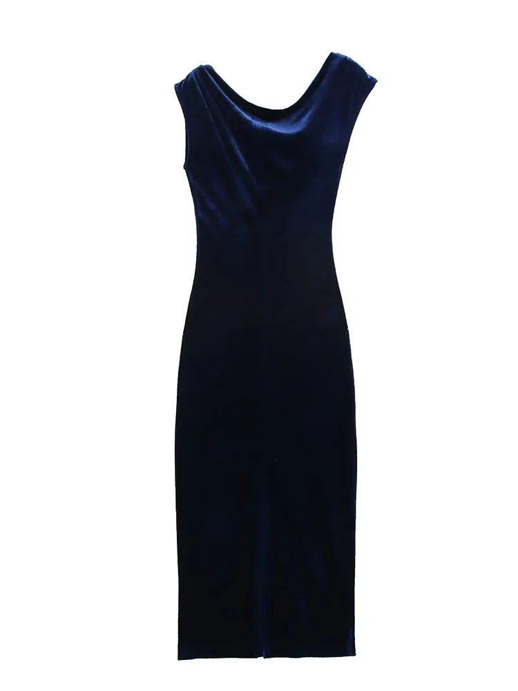 Wilshela женское модное темно-синее плиссированное асимметричное платье миди