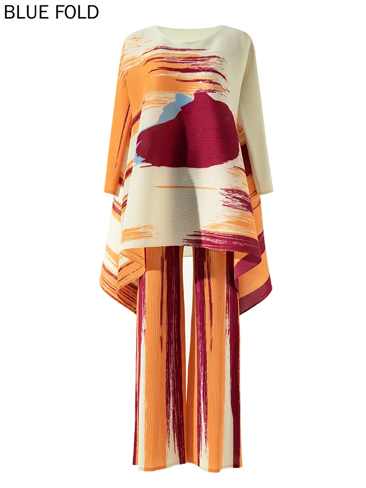 MIYAKE-комплект из пуловера с круглым вырезом и брюк высокой талией женские