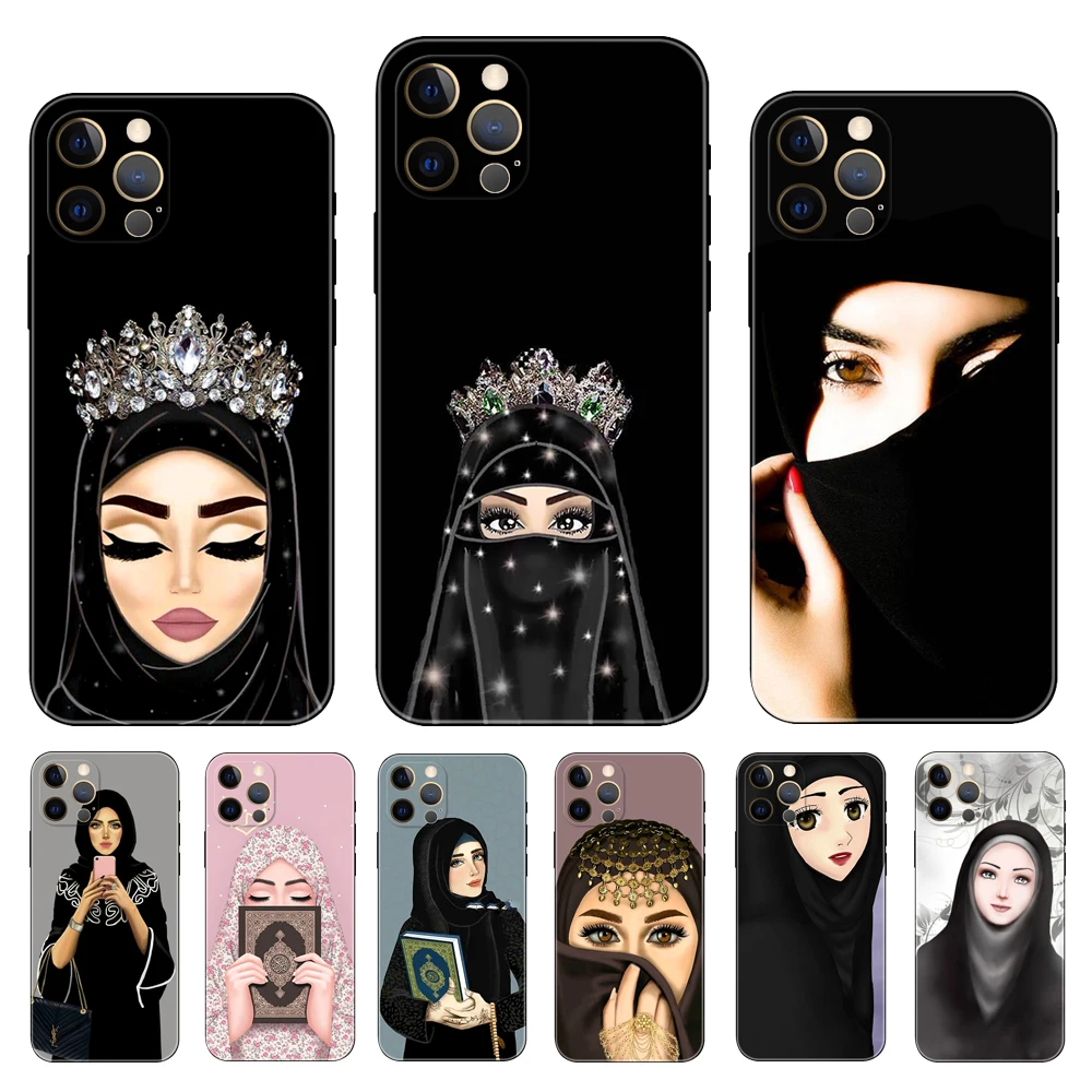 

Woman In Hijab Face Muslim Islamic Gril Eyes phone case for iphone 14 se 6s 7 8 plus x 10 XR XS 11 12 13 mini pro MAX black tpu