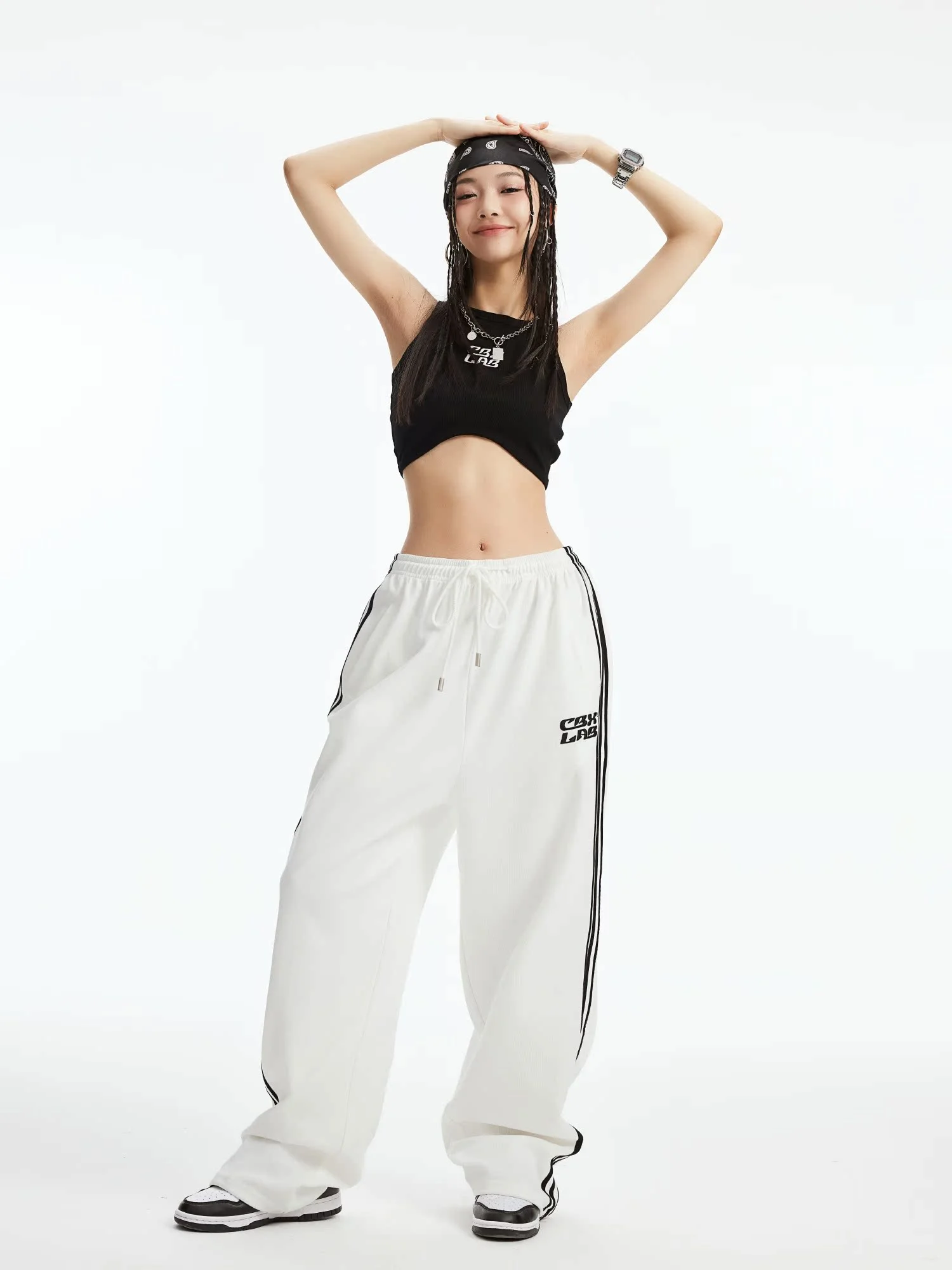 CBXLAB женские белые свободные спортивные штаны для уличных танцев в стиле хип-хоп с