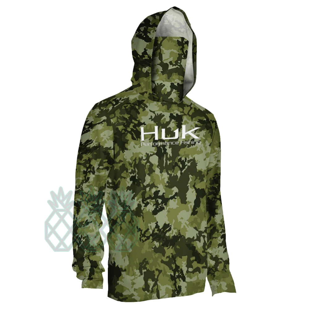 

HUK Fishing Hoodie Shirts Long Sleeve Face Mask Fishing Clothing Uv Protection Breathable Performance Fishing Tops Camisa Pesca