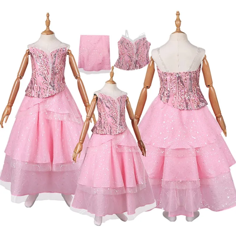 Костюм для косплея Wicked Disguise Glinda детское платье в стиле фэнтези детский розовый
