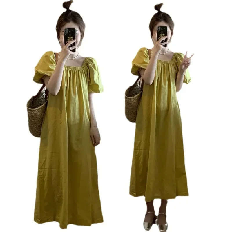 Нежный стиль повседневная женская юбка с пышными рукавами 2024 облегающее платье