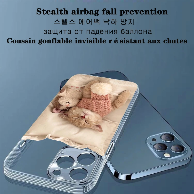 

Cute Kitten Sleeps Phone Case,For IPhone 12 13 14 11 Pro Max X XS XR 7 8 Plus Mini , Full Lens Protection Fall Prevention Cover