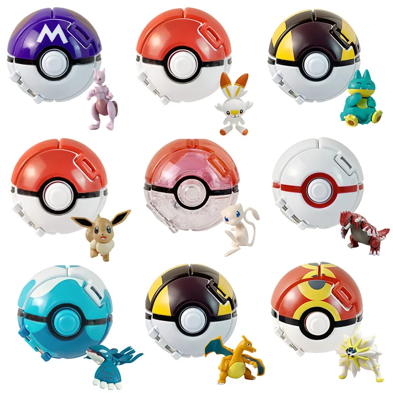 

7.5cm Pokemon Pokeball Elf Ball Toy Anime Figure Pikachu Eevee Mew Charizard Pocket Monster with figurine​ Model for Kids Gift