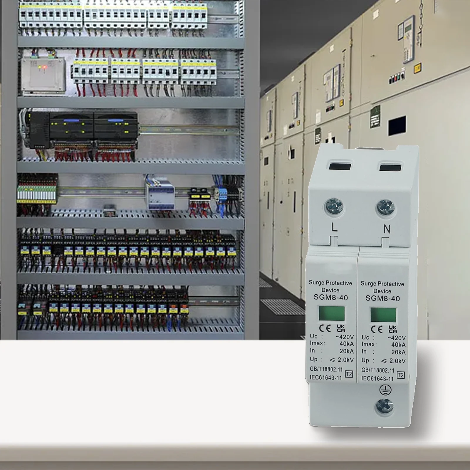 2P 20KA-40KA Устройство защиты от перенапряжения Защита молний Расширитель 420 В