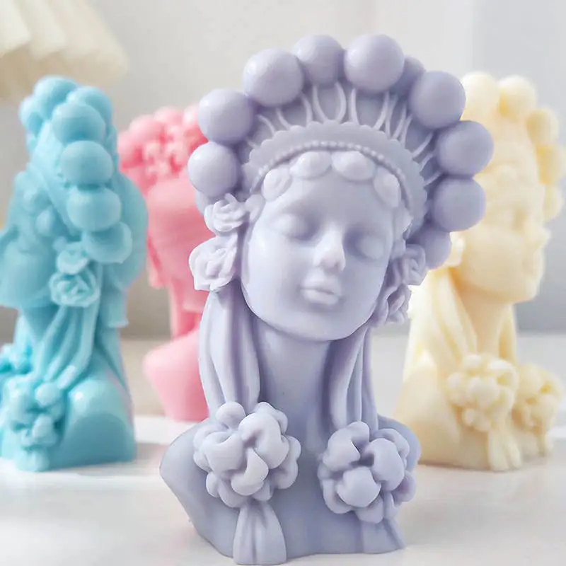 

Chinese Beijing Opera Female Candle Silicone Mold DIY Art Craft Human Portrait Plaster Scented Candle Mould Handmade Making Gift